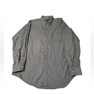 Land’s End men’s long sleeve plaid button-down shirt size 17.5/ 35 blue/ gray